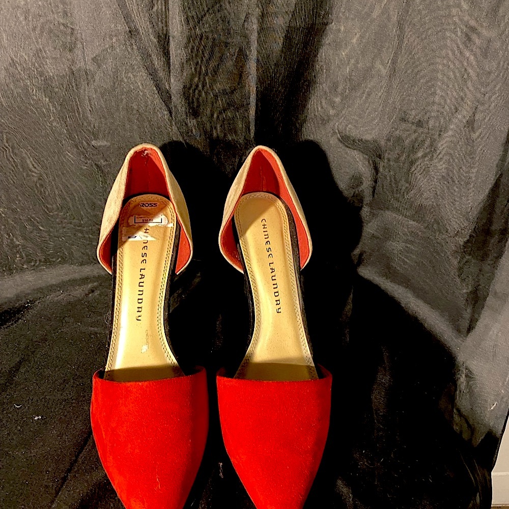 Chinese Laundry Red Flats Elegant Suede Design